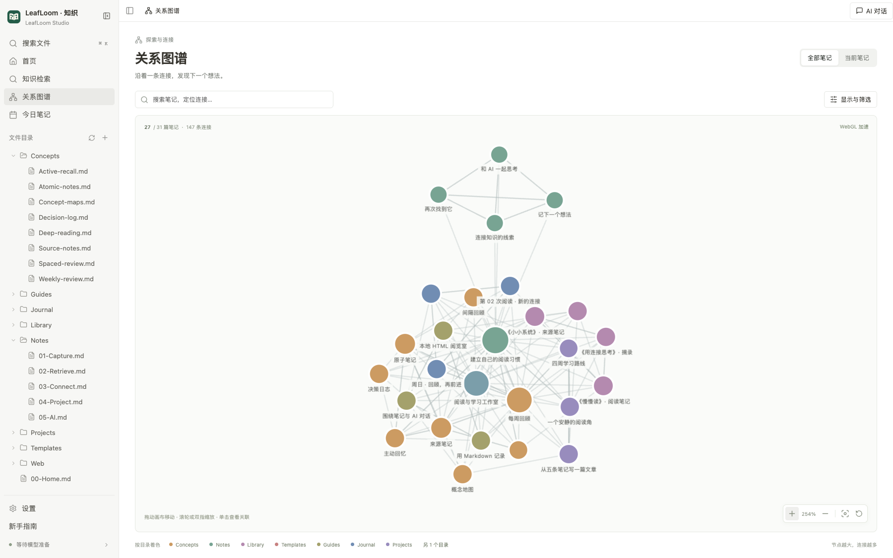 LeafLoom 知识图谱中相互连接的演示笔记